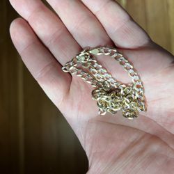 14k 22cm Italian Gold Diamond Chain