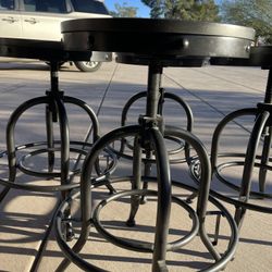 4 Industrial Looking Adjustable Bar Stools