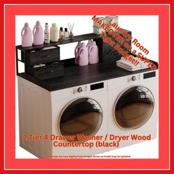$55 New Washer Dryer Countertop, 4 Drawers, Organizer, Black
