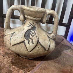 Vintage Clay Jug With Double Handles
