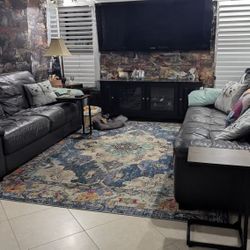 2 Matching Gray Leather Couches - will seperate