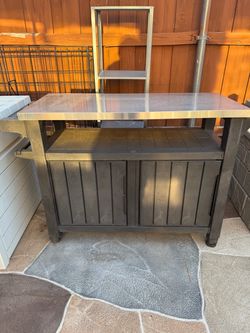 Outdoor BBQ Prep Table with Storage Cabinet