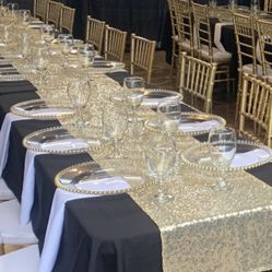 Chairs , Tables , Canopy’s , Chargers , Napkins , Heaters , Table Covers 