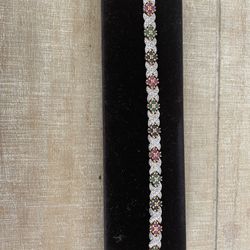 Beautiful Bracelet Ruby, Emerald And Sapphire Gold Plated