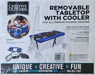 CREATIVE OUTDOOR Foldable Wagon Table Top Cooler Accessory w/ Cup Holders