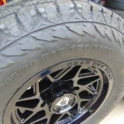 New 17X9 Black Gear Off Road Rims LT 265 70 17 Kumho A/T Tires 8X6.5 0MM Offset