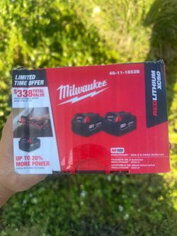 Milwaukee m18 2 pack 5ah XC battery. BRAND NEW NEVER OPEN