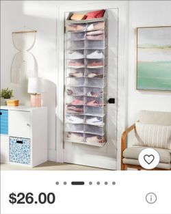 Over The Door 26 Shelf Mesh Shoe Organizer Light Gray - Brightroomâ„¢: Hanging Shoe Storage, Closet Organizer,