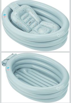 Inflatable Bathtub & Pool - Safe, Portable & Grows with Baby (from 0+ Newborn Insert Included)