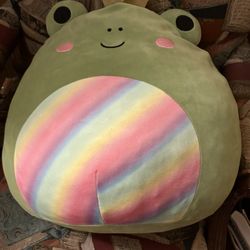 Squishmallow Wendy the Frog – Rainbow Belly with Crown (Great Condition!)