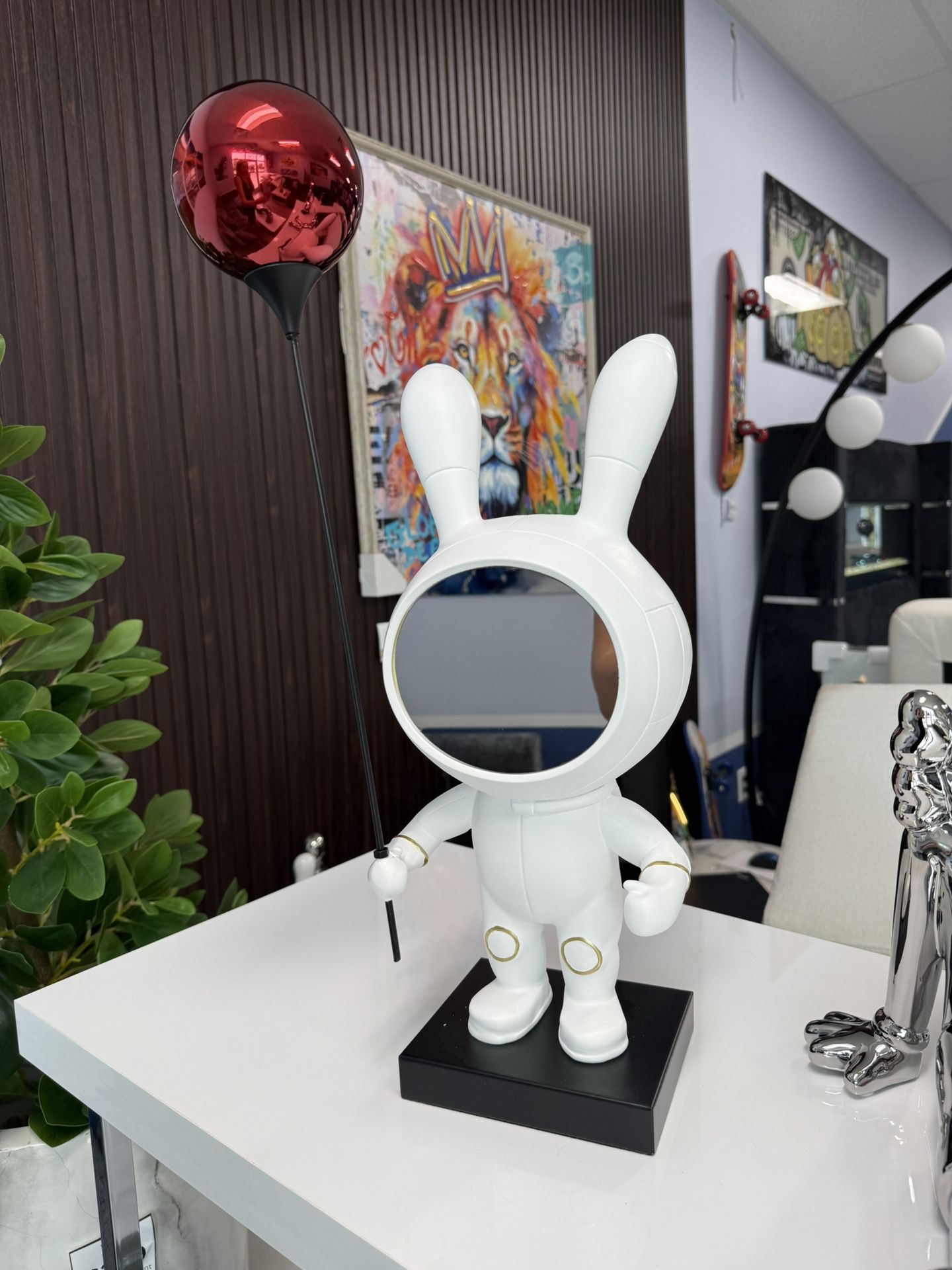 White Space Bunny Art Sculpture