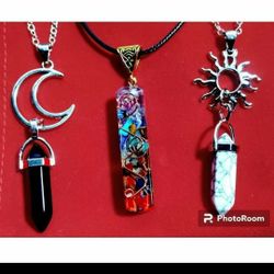 NEW 3 Necklaces-- Chakra, Sun, Moon 🌚 🌙 🌈