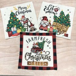 3 Gnome Christmas Throw Pillow Cases 