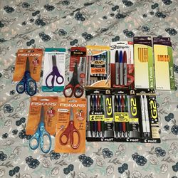 Lot of new scissors, pens , pencils, markers.Not $1, Best Offer Buys Send Offer! Cash local purchase
