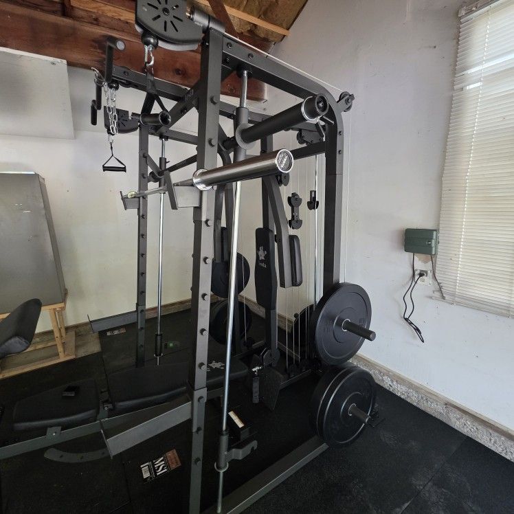 New Home Gym Smith Machine Sm2001 | Multi-Use Adj Bench | 230lb Weight set | Advance Barbell | FREE DELIVERY🔥