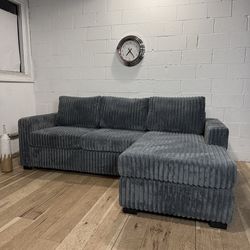 Gray Corduroy Sectional Sofa