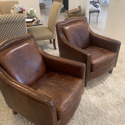 2 Matching Leather Chairs 