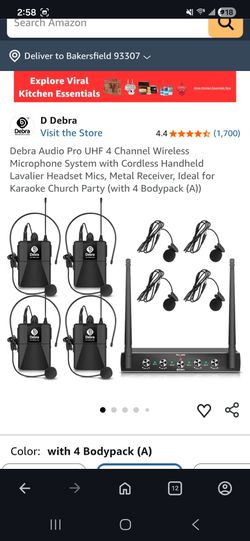 Brand New In Box Audio Pro UHF 4 Channel Wireless Microphone System with Cordless Handheld Lavalier