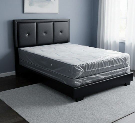 New FULL SIZE BED FRAME WITH MATTRESS NEW FREE BOXSPRING BED FRAME SET