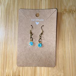 Handmade March Birthstone Dangle Gold Earrings – Aquamarine
