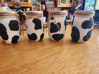 Cow Print Mason Jars