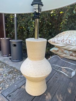 Textured Ceramic Table Lamp with Linen Shade