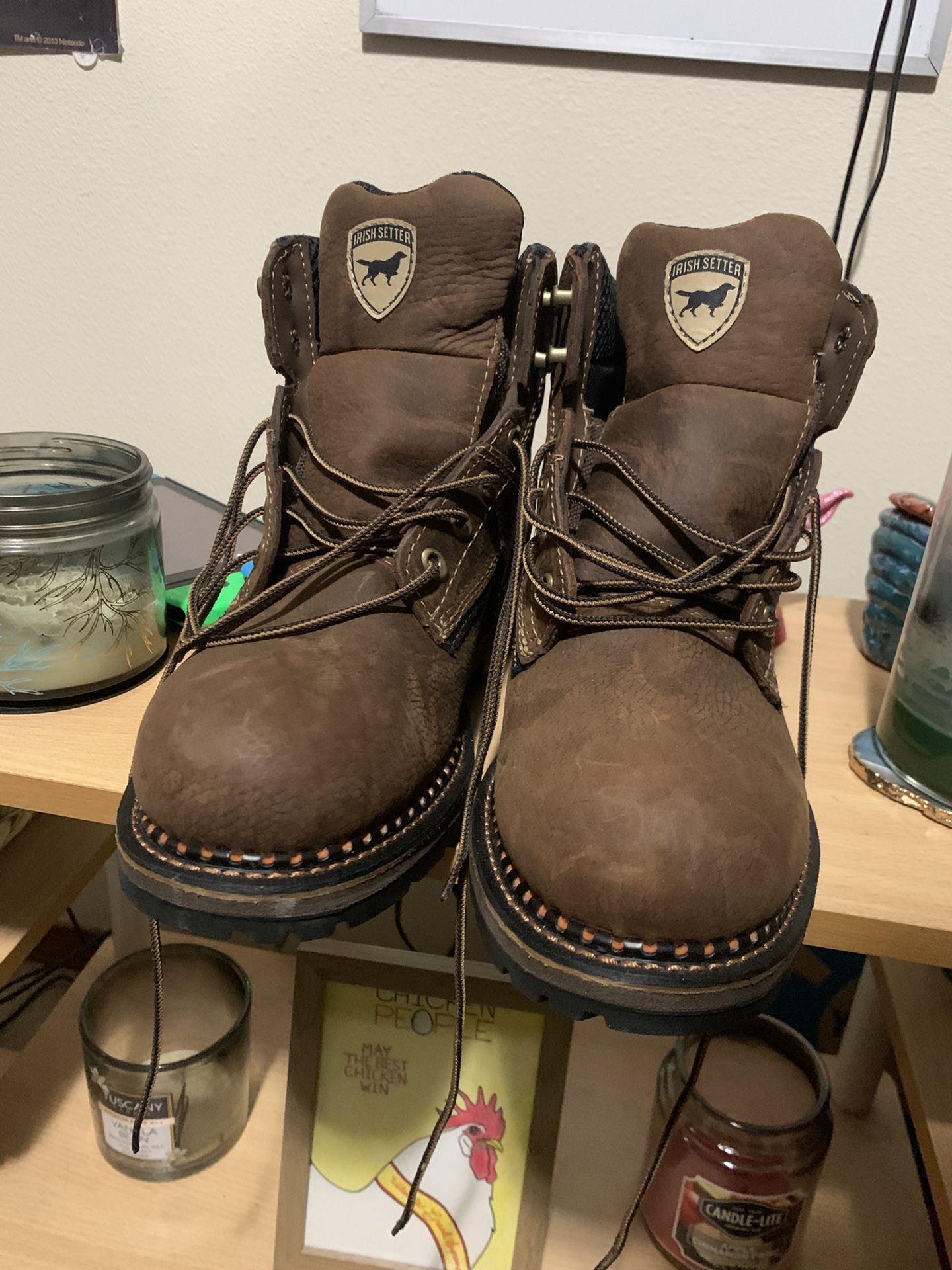 Waterproof Soft-Toe Work Boots, Men’s Size 8