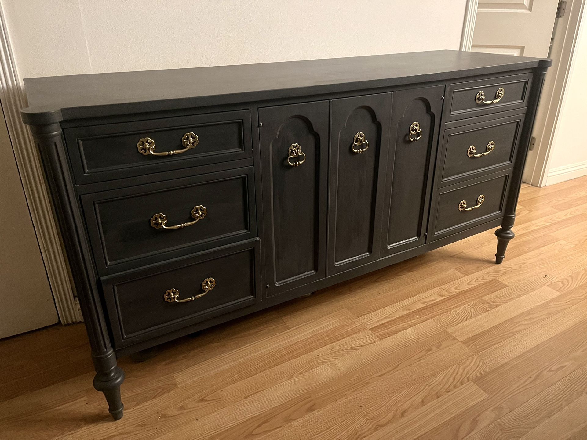 Vintage Charcoal Gray Dresser (real wood)