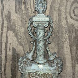 Antique Cast Bronze Ornate Fireplace Andiron