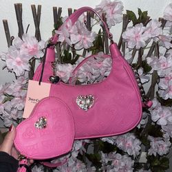 Juicy Pink Glitz Out Hobo Bag Juicy Couture With Matching Wristlet Wallet NWT