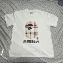 White Bape Tee Burberry Ape Head
