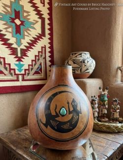 Large Vintage Bruce Haughey Turquoise Art Guord