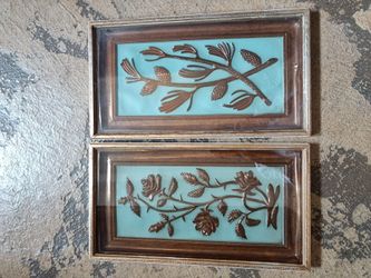 Copper Relief Wall Art Framed Panels Set of 2