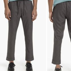 Men’s Open Edit Gray Charcoal Pinstripe Joggers Pants