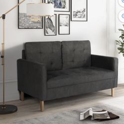 Modern Soft Cloth Tufted Cushion Loveseat Sofa Small Space Configurable Couch 57"