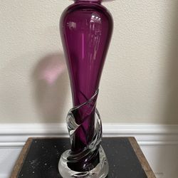 Purple Vase Wrap Swirled Design 12”. Signed & Dated .