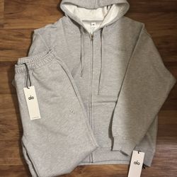 Grey Alo Zip Up Hoodie 