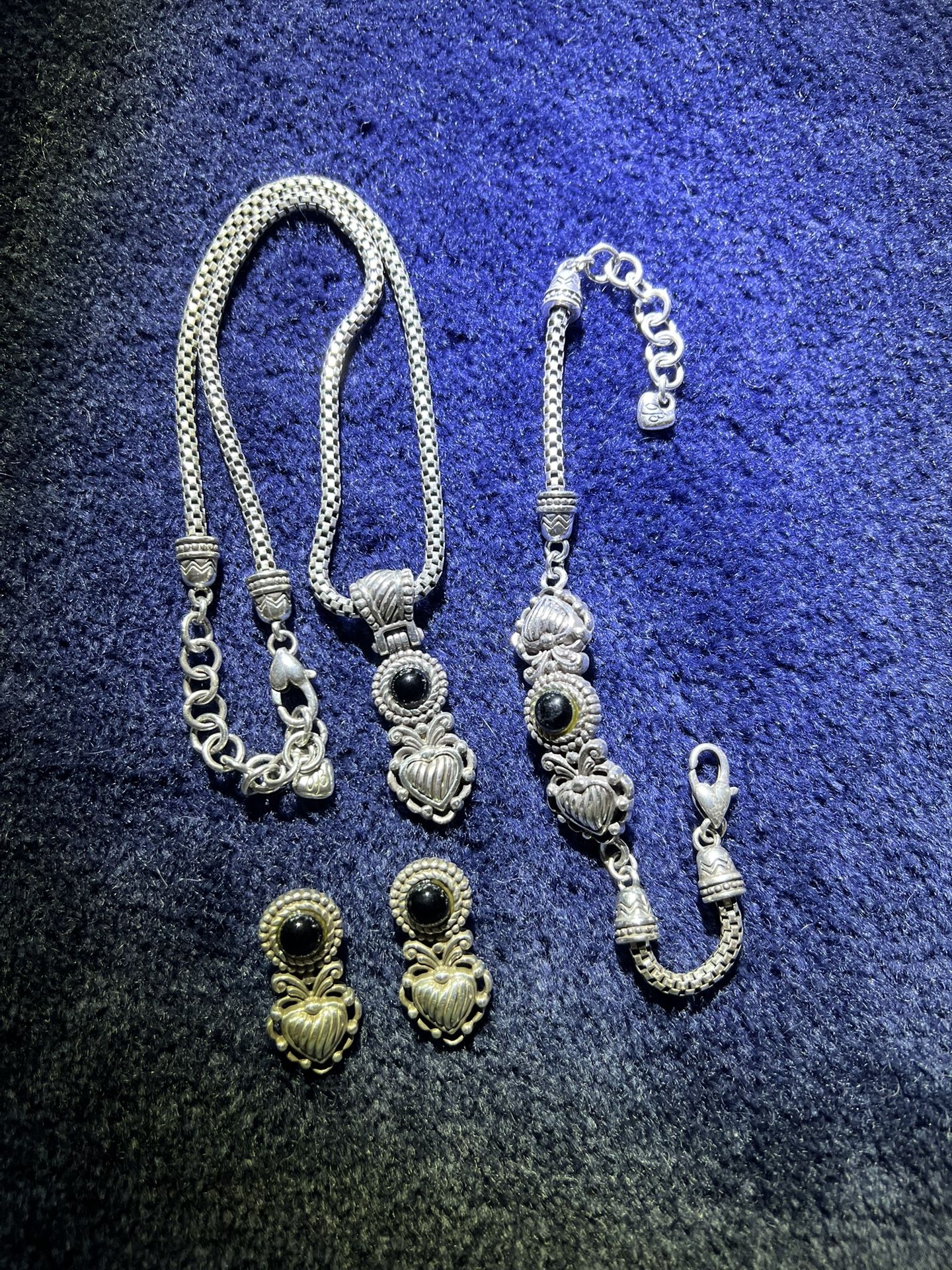 Brighton Silver Necklace, Bracelet, And Earrings