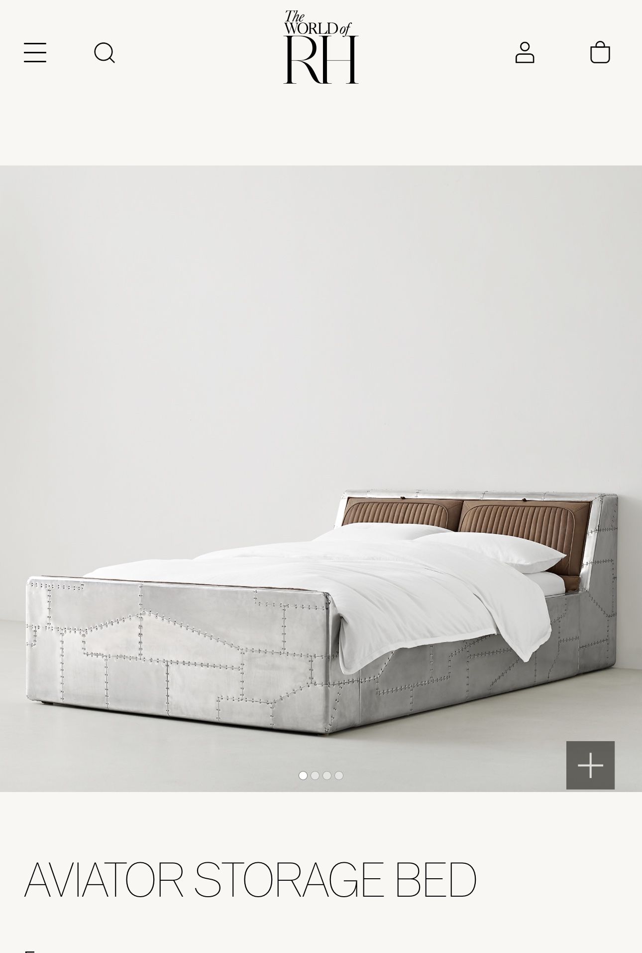 RESTORATION HARDWARE AVIATOR METAL AND GENUINE LEATHER STORAGE BED ...