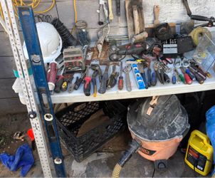 Mixed Hand Tool Lot with Level and Shop Vac