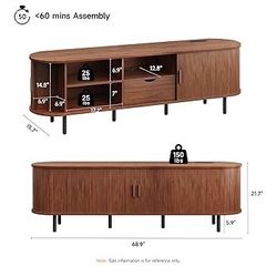 A820 $130  69" TV Stand with Power Outlet for TVs up to 80", Entertainment Center with Storage and Drawer, TV Console with Adjustable Shelves and Slid