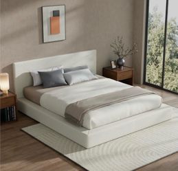 White Boucle King Size Cloud Bedrame