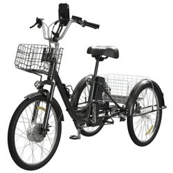 SKERI Electric Tricycle for Adults, 350W 48V Black Electric Trike Motorized Three Wheel Electric Bicycle, 7 Speeds 3 Wheels Adult Electric Tricycle wi