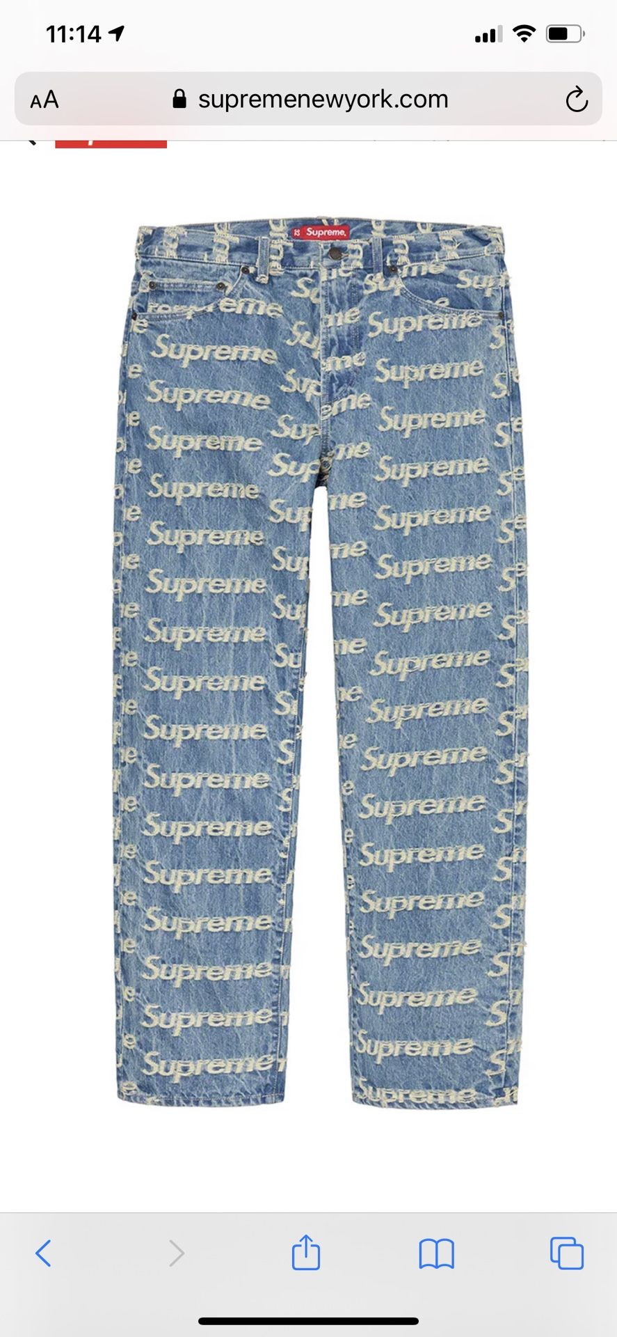 Supreme Frayed Logo Denim Blue
