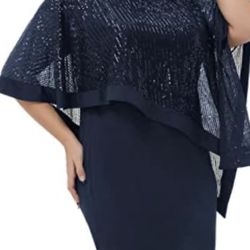 Size 24 W Blue Sequin Dress 