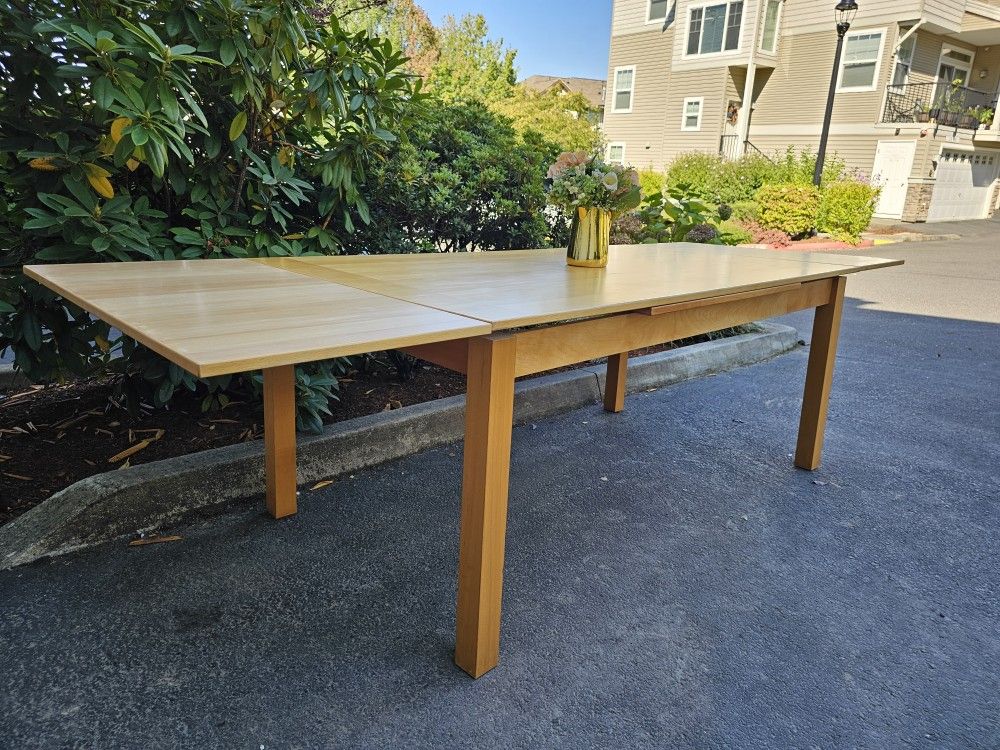 MARVELOUS Danish Modern Large Long Dining Room Table 2 Leaves