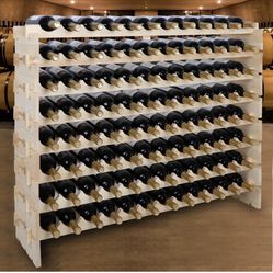 Stackable Modular Wine Rack 96 Bottle Wooden Wine Storage Rack Freestanding Wine Holder Display Shelves