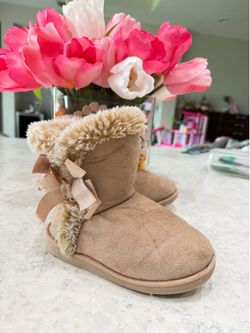 Kids Faux Fur Lined Ankle Boots - Tan