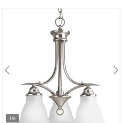 Trinity 3 Light 19 inch Brushed Nickel Chandelier Ceiling Light in Bulbs Included, Standard. It was installed one week and then replaced for another m