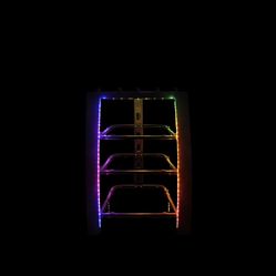 LED Glass TV Stand / Entertainment Center – Color Changing Lights – Modern Black